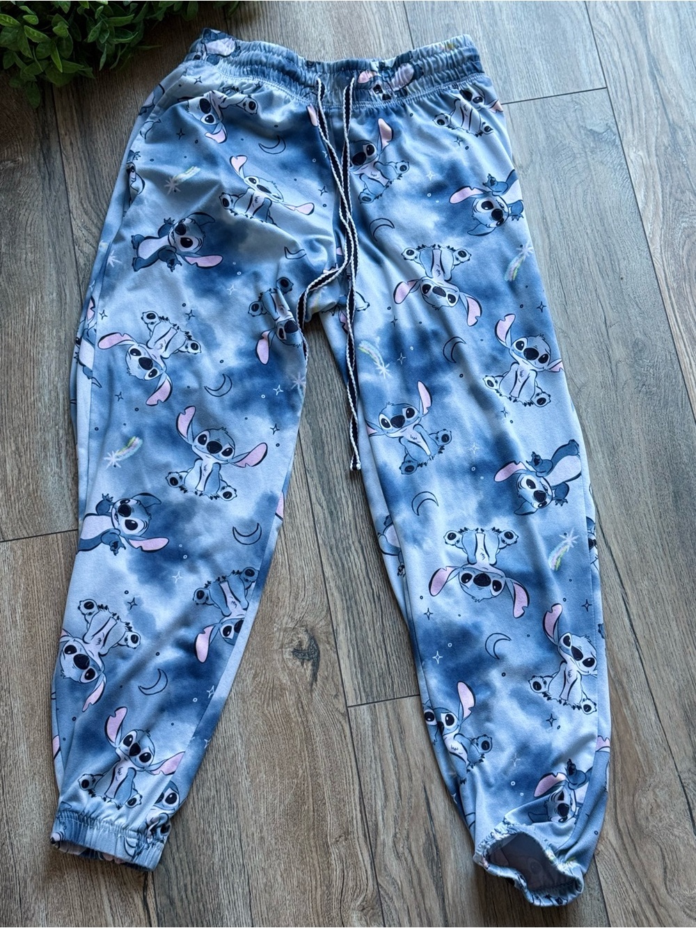 Disney Blue Stitch Print Fleece Pajama Pants - Picture 1 of 4